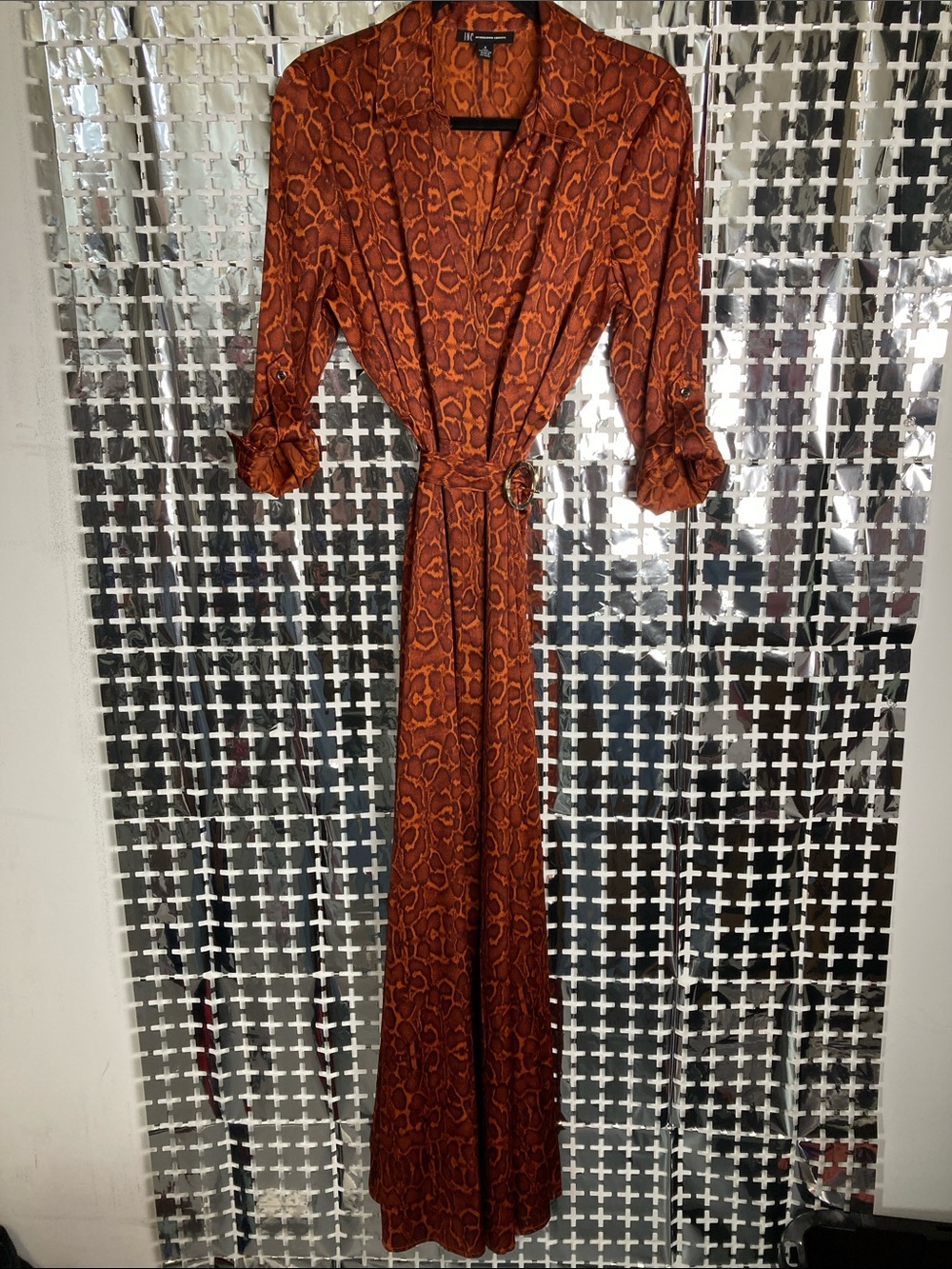 INC International Concepts Rust Orange Animal-Print Maxi Dress with Belt